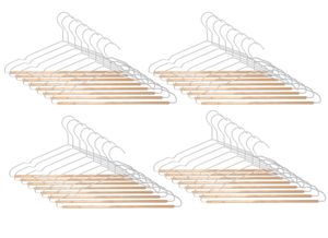 Set 32 x Kleiderbügel aus Metall & Holz Garderobenbügel