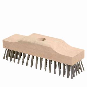 Nölle Stahldrahtschrubber 22 cm aus Sattelholz mit Stielloch