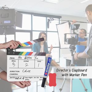 Profesionální akrylová tabulka Clapboard Dry Erase TV Film Director Cut Action Scene Clapper Board Slate s fixem Pen Eraser