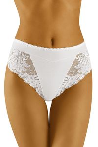 Wolbar Damen Slip mit Spitze und hohem Bund Unterhose WB408, Farbe:Weiß, Größe:M