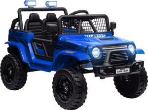 AIYAPLAY Elektro Kinderauto, 12 V 3-5 km/h Geländewagen mit Musikanschluss, Kinderfahrzeug mit 2,4G Fernbedienung, Scheinwerfer, Hupe, Elektrisches Kinderfahrzeug für Kinder 3-6 Jahre, Blau