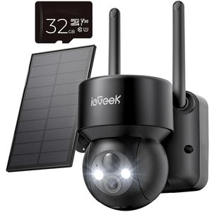 ieGeek 2K Überwachungskamera Aussen Solar mit PTZ IP Kamera Outdoor mit PIR, Alexa, 32GB