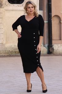 Figurbetonte Etuikleid mit gewickeltem V-Ausschnitt, Plus Size
