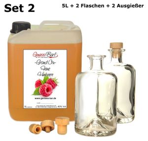 Grand Cru Feine Himbeere 5 L inkl. 2 Flaschen & 2 Ausgießer 40% Vol. Obstler Schnaps Edelspirituose kein Himbeergeist