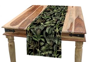 ABAKUHAUS Dschungel-Laub Tischläufer, Palm Bananenstauden, Esszimmer Küche Rechteckiger Dekorativer Tischläufer, 40 x 180 cm, Koksgraue Mehrfarbig