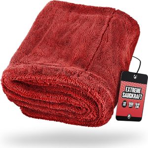 Nuke Guys Gamma Dryer XXL | Ultra saugstarkes Trockentuch 1400 GSM in Rot 50x80cm | Fusselfrei, abgerundete sanfte Fasern, kratzerfrei, extra groß | Premium Mikrofasertuch für Auto Motorrad Fahrrad