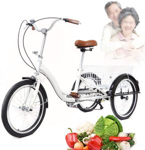 Tříkolka pro dospělé 20 palcová kola Senior Bike Dospělá tříkolka Bílá tříkolka s košem Tříkolka Bike 110kg