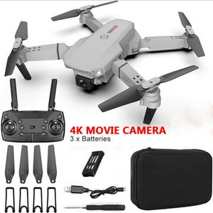 Grau Faltbar E88 WIFI FPV Drohne mit 4K HD Kamera Selfie Quadrocopter RC Drohne+1 Akku +Aufbewahrungstasche