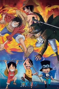 One Piece - Ace Sabo Luffy - Anime Plakat Poster Druck Grösse 61x91,5 cm