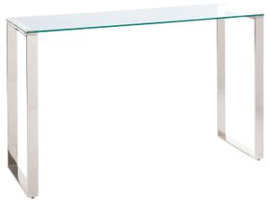 BELIANI Konsolentisch Transparente Glasplatte Silber Edelstahlrahmen 75 x 40 cm Modernes Wohnzimmer Schlafzimmer Flur