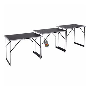 Grafner Multifunktionstisch 3 teilig - klappbar, höhenverstellbar - Alu Klapptisch 100x60 cm - Flohmarkt, Tapeziertisch, Campingtisch - Tisch Schwarz