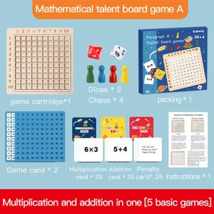 2 in 1 Multiplikations und Additionstafel aus Holz, einfaches Mathe-Lernspiel, Montessori Spielzeug für Grundschüler