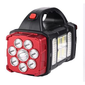 Welikera LED Taschenlampe 2400mAh, 4 Modi Tragbare Handscheinwerfer , 76 LED mit COB Arbeitsleuchte und Griff, Solarbetrieben & USB Aufladbar Handlampe, IP44 Wasserdicht, Rot