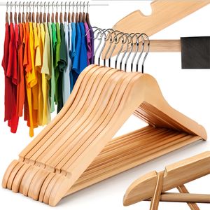 Kleiderbügel Holz 10er Holzkleiderbügel Kleiderbügel für Anzüge 360° drehbarer Haken rutschfest Einkerbungen im Schulterbereich Hosenbügel Retoo