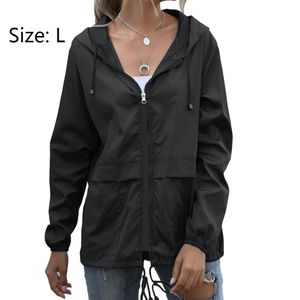 Damen Wasserdicht Leicht Regenjacke Atmungsaktiv Faltbar Windbreaker Softshelljacke Fahrradjacke mit Taschen, schwarz, L