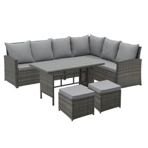 SVITA Monroe Garten-Lounge Set Polyrattan Lounge-Möbel Sitzgruppe Garten Grau SVITA Monroe Garten-Lounge Set Polyrattan Lounge-Möbel Sitzgruppe Garten Grau