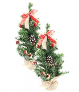 2er Set Künstlicher Weihnachtsbaum 40cm geschmückter Deko Tannenbaum
