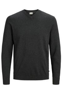 JACK & JONES JJEBASIC KNIT V NECK NOOS , Farbe:Dark Grey Melange / Grau, Größe:M