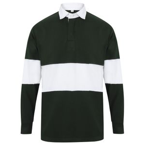 Uni ragbyové tričko Front Row s kontrastnými pruhmi RW6649 (M) (fľaškovo zelená/biela)