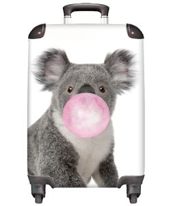 NoBoringSuitcases.com® Dětský kufr Zvířátka - Koala - Bubblegum - Pink - Grey - Kufr Příruční zavazadlo na kolečkách Malý cestovní kufr na 4 kolečkách Velikost kabiny < 55x40x23 cm & 55x40x20 cm Fotokufr Kabinový kufr Palubní zavazadlo