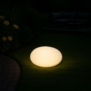 MeLiTec Solarleuchte - Solar-Gartenlampe LED mit Farbwechsel - für Garten Balkon Terrasse - Breite 35 cm - Kunststoff - flache Kugel - LK02-6