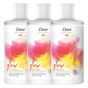 3x Dove Bath Therapy Bad und Duschgel glow Blutorange & Rhabarber je 400ml Premium 3fach Pflege