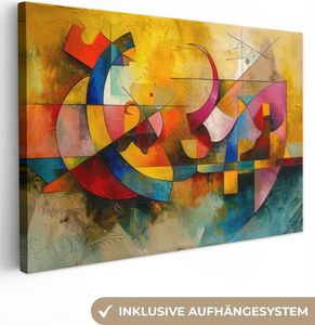 Leinwand Bilder 120x80 cm - Abstrakt Geometrisch, moderne Wanddeko für Wohnzimmer