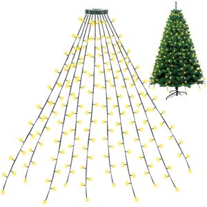 Fiqops LED rozprávkové svetlá vianočný stromček 280 LED diód plášť stromu 8 svetelných režimov teplá biela