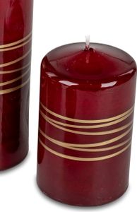 Stumpenkerze SPIRALE rund rot gold H. 11cm D. 6,5cm Wachs Formano