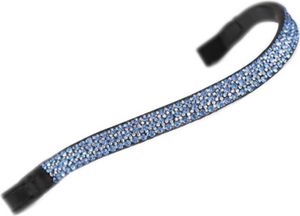 Aviemore - Strass Pferde-Stirnband "Wide", Leder ER445 (Full) (Blau/Schwarz)