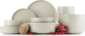 Konsimo Kombiservice VICTO Schale Dessertteller Speiseteller Suppenteller 6 Personen (24 El.), matt beige/grün/grau, Keramik, Loft