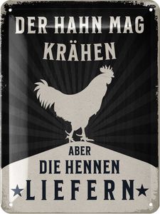 LANOLU Blechschild Hühnerstall Schild, Hühner Schild, Hühner Deko Geschenk Hühnerstall Zubehör, Wanddeko vintage Metallschild, 15x20cm