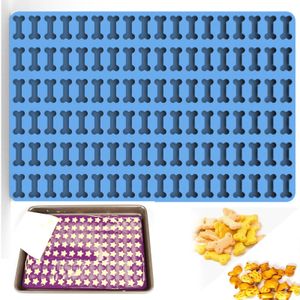 Backmatte für Hundekekse Hundeleckerlies aus Silikon, Motivbackformen Hitzebeständig 230°C Antihaftbeschichtet Backform Halbkugel 120 Raster, Blau