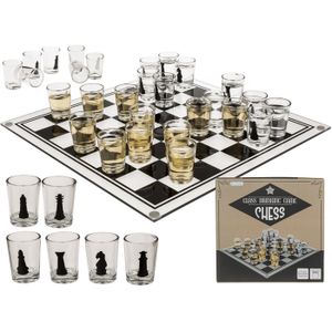 Glas-Trinkspiel, Schach, mit 32 Gläsern