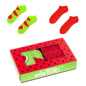 2 Paar Bunte Kurze Socken für Herren 41-46, Wassermelonen-Fußsocken, Perfekt für den Sommer