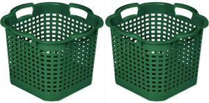 2x Gartenkorb grün 25 L Erntekorb 40cm Drehstapelkorb Laubkorb Kunststoffkorb Mehrzweckkorb Vorratskorb Obstkorb Kartoffelkorb