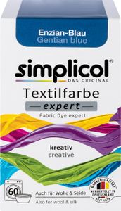 simplicol Textilfarbe expert, DIY Färbemittel für Stoff in verschiedenen Farben, Farbe:Enzian-Blau (1709), Größe:1er Pack