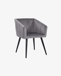 Esszimmerstuhl Stoff Lederoptik Samt Sessel Metallbeine Retro Design, Farbe:Grau, Material:Samt