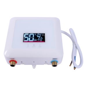 7500W Elektrischer Durchlauferhitzer Warmwasserbereiter mit LCD-Display  Fernbedienung (weiß)