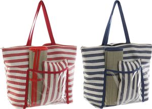 DKD Home Decor plážová taška 55 x 17 x 35 cm plátno červená modrá PVC (2 kusy)
