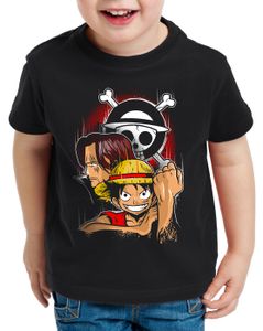 style3 Monkey D. Ruffy T-Shirt für Kinder strohhut bande anime manga, Größe:140
