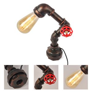 Tischlampe Steampunk Metal Desk Lamp Antique Industrial Iron Base Water Pipe Table Lamp Wasserpfeife Nachttischlampe Nachtlicht