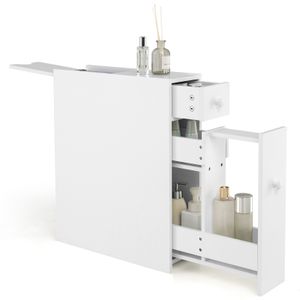 COSTWAY Kúpeľňová skrinka Bočná skrinka Skrinka do niky Podlahová skrinka Kuchynská skrinka Bočná skrinka Vysoká skrinka Viacúčelová skrinka Drevo biele