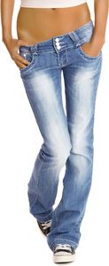 BE STYLED Bootcut Hüft Jeans Hose mit Stretch Dreier Knopfleiste am Bund Dunkelblau Schlag Hose, 40 / L BE STYLED Bootcut Hüft Jeans Hose mit Stretch Dreier Knopfleiste am Bund Dunkelblau Schlag Hose, 40 / L