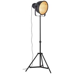 BRILLIANT schwarze Standleuchte KIKI | Stehlampe im Industrie-Look | 1x E27 Fassung max. 52W | Kopf schwenkbar | Metall