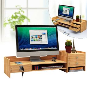 Monitorständer Computer-Riser Büro-Schreibtisch-Organizer aus Holz & Lock File Storage Computer-Desktop-Tablet