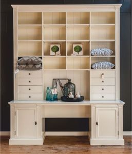 Casa Padrino Landhausstil Schreibtisch mit Bücherschrank Creme 210 x 60 x H. 240 cm - Büro Möbel