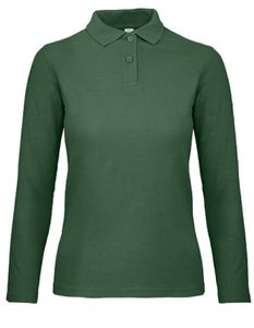 Damen Long Sleeve Polo ID.001 / 100 % Baumwollpiqué - Farbe: Bottle Green - Größe: L