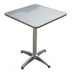 Bistrotisch 70 cm in Silber – Bartisch mit quadratischer, klappbarer 60 x 60 cm Edelstahl Tischplatte – Gartentisch mit Tischbein aus Aluminium