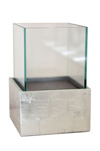 Deko-Windlicht Kerzenhalter  viereckig CANDELITA Silber Hochglanz - 20x20x29 cm